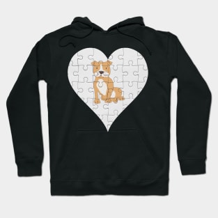 Staffordshire Bull Terrier Heart Jigsaw Pieces Design - Gift for Staffordshire Bull Terrier Brown Lovers Hoodie